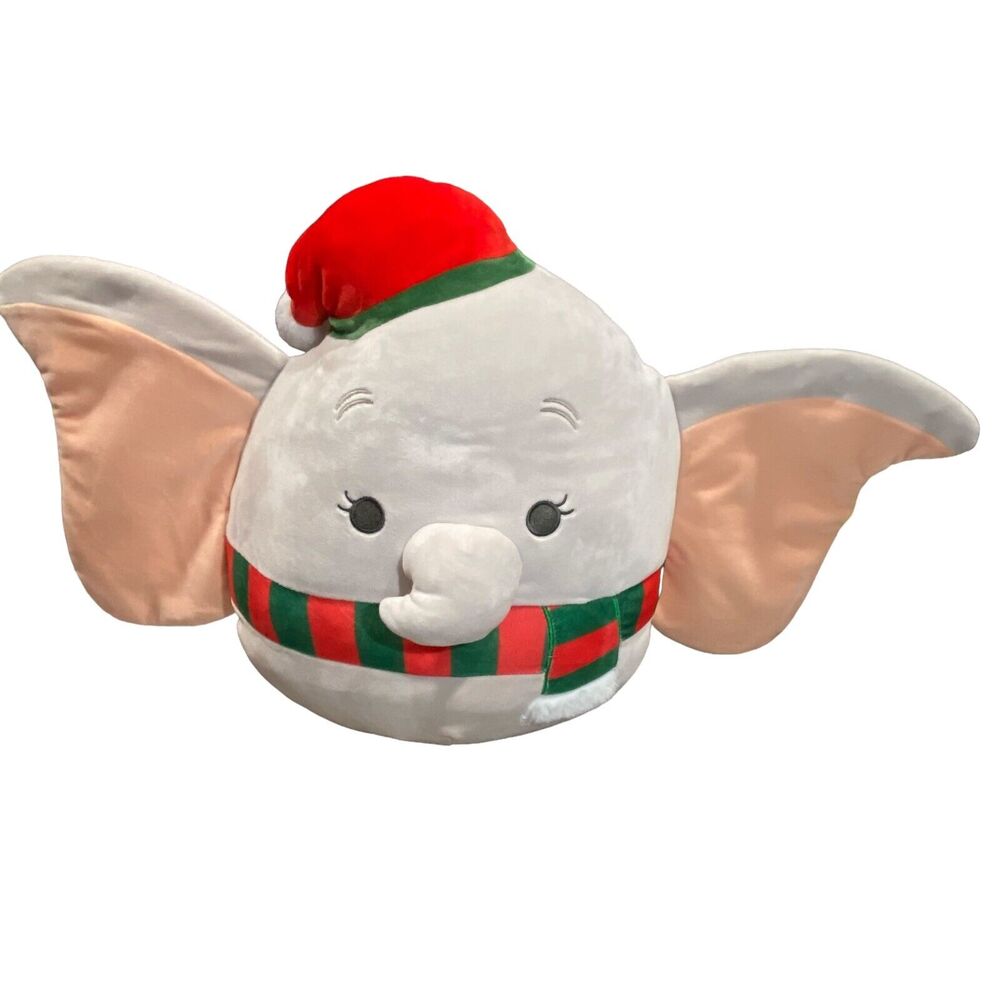 Squishmallow 16” Dumbo The Elephant Disney KellyToys Christmas Hat Scarf